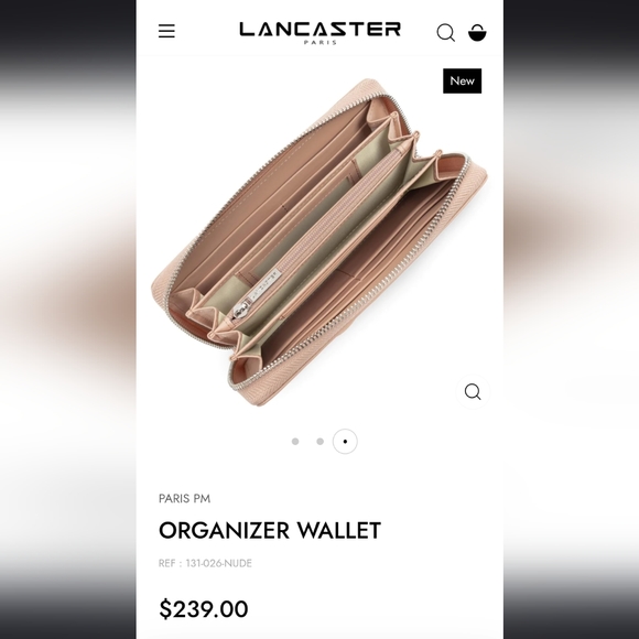 SOLD 💯 Lancaster Paris Nude Zipper Wallet NIB $240 - Picture 4 of 16